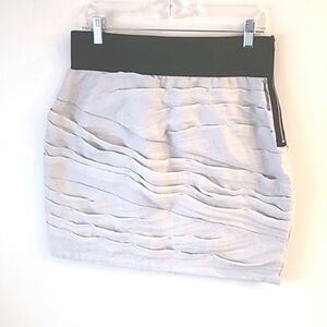 Couture Women Mini Skirt Exposed Zipper Pleated Size L